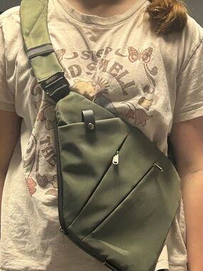 Wander Plus Anti Theft Crossbody Bag Olive Green RFID Travel Secure Lightweight